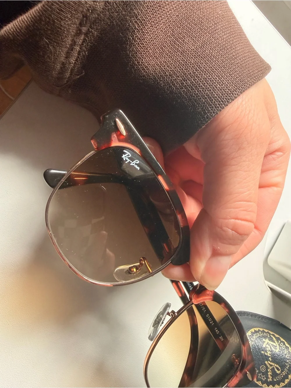 Ray-Ban Men's Tortoiseshell Frame Sunglasses with Brown Gradient Lenses